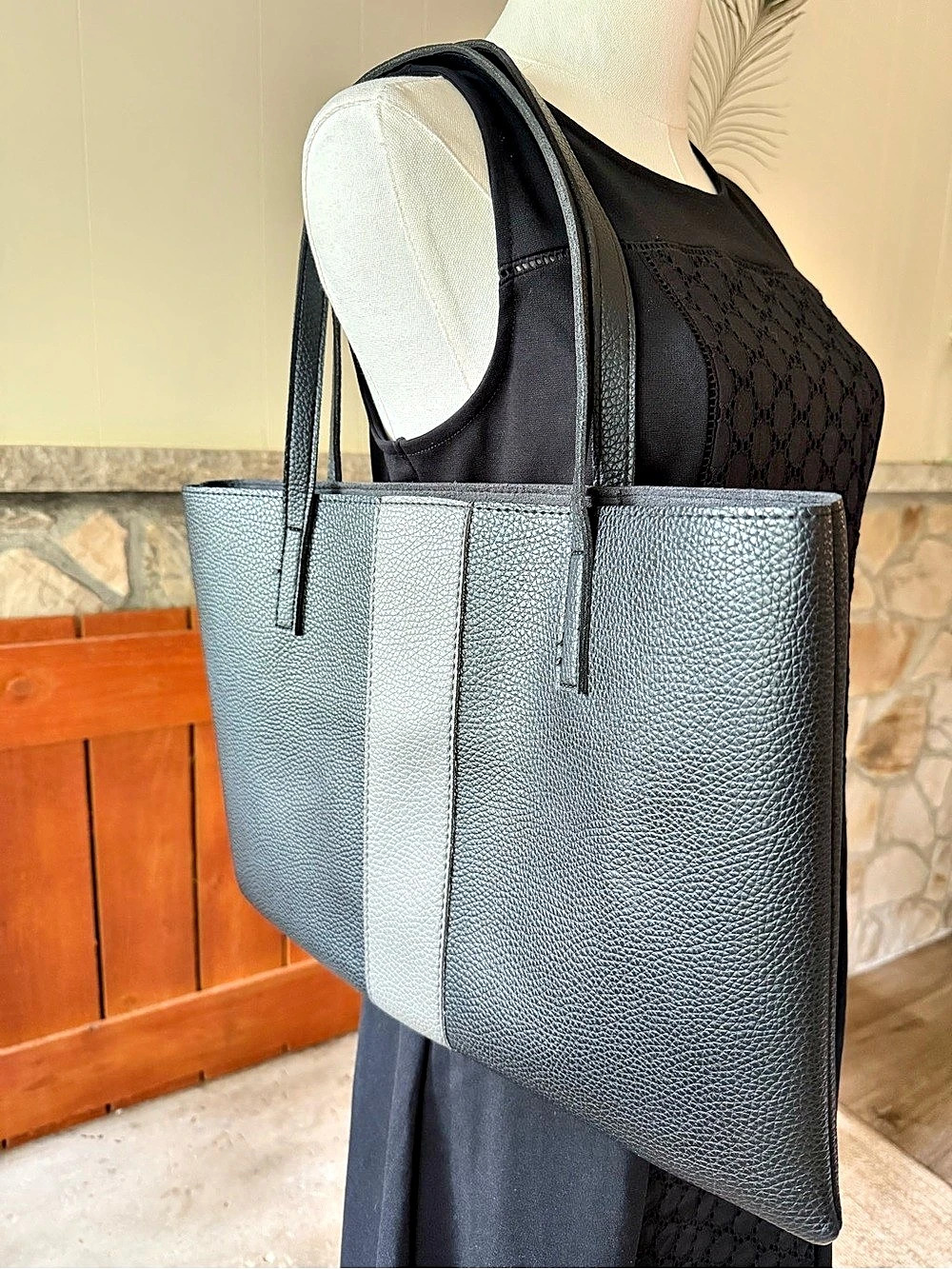 Vince Camuto Black Luck Vegan Leather Tote excellent condition